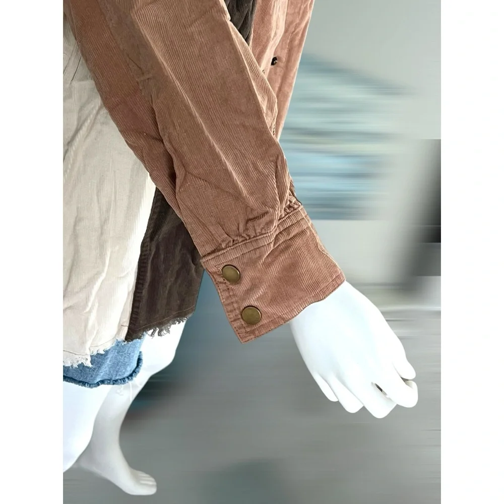 FANTASTIC FAWN color block corduroy oversized top M L - Picture 7 of 9